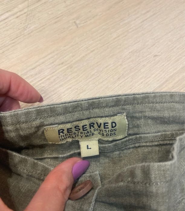 Spódnica len i bawełna khaki L reserved