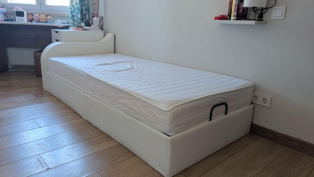 Cama de solteiro 90x200 + colchão memory foam | com arrumação