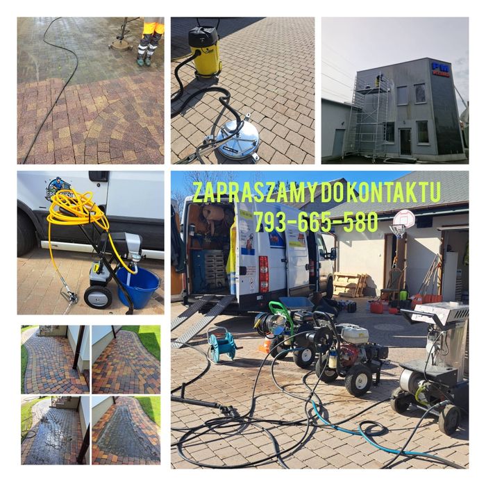 Mycie kostki brukowej, elewacji oraz dachów