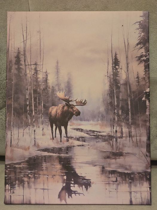 Obraz myśliwski na płótnie ŁOŚ Skandynawia, Syberia 30x40cm.