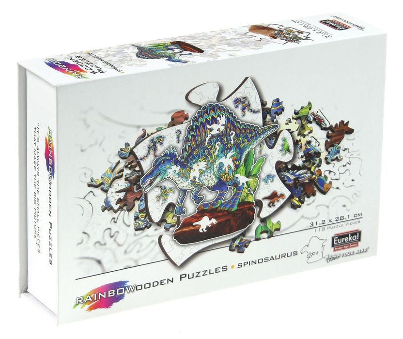 Puzzle 118 Drewniane Kolorowe Spinozaur. Nowy Produkt