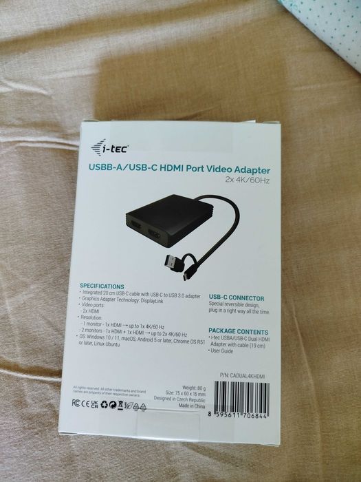 Adaptador i-tec usb-A/usb-C duplo 4K HDMI Video