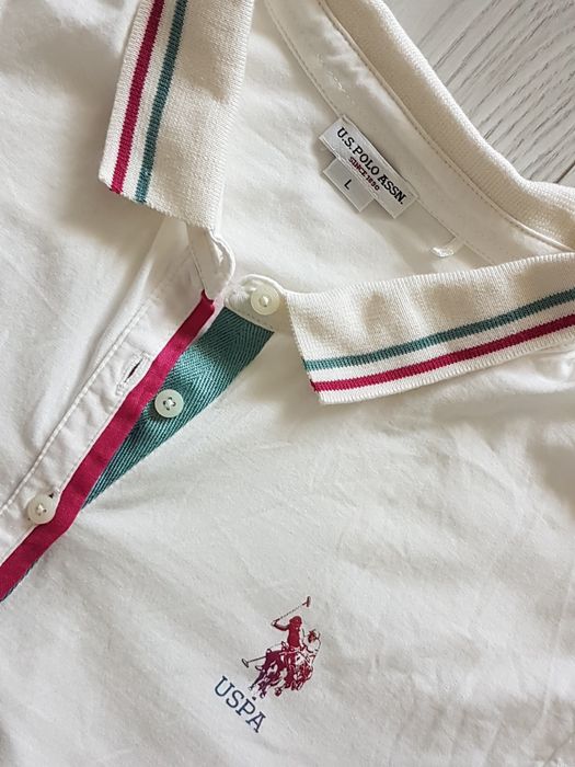 Koszulka polo jak nowa U.S. Polo ASSN. biała/ecru, r. L,