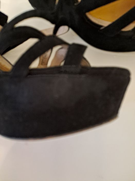 sandały Pull&Bear 39, platforma, czarny welur