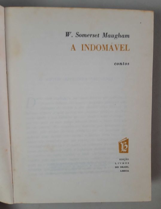 Livro - Somerset Maugham - A Indomável