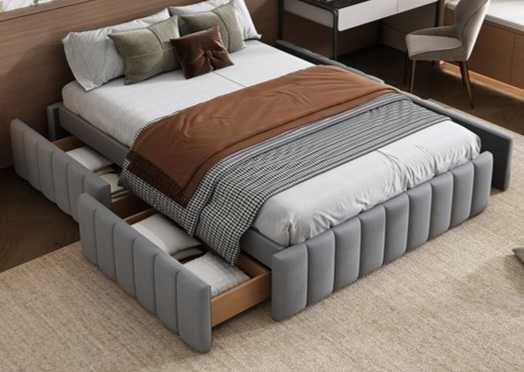 Estrutura base de cama estofada 140x200 c/ gavetas NOVA