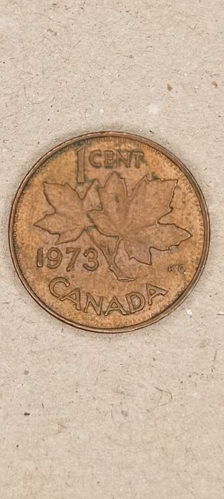 Moneta Kanada 1973 1 cent Canada obok USA liście klonu Ameryka dobry s