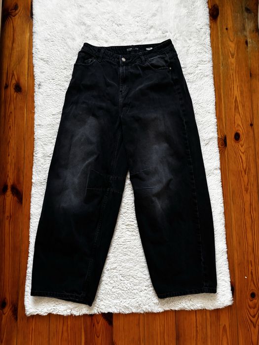 Джинси беггі,голубі базові,рвані,кльош,комбінезон