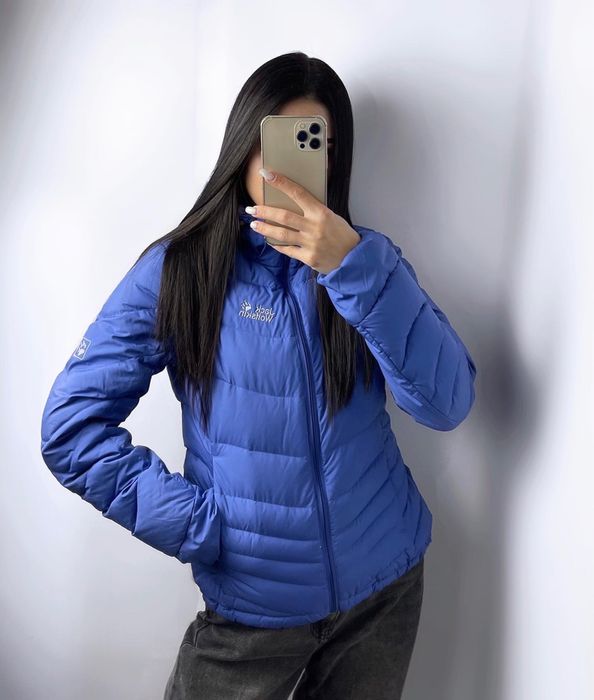 Пуховая куртка jack wolfskin синяя пуховик короткий теплый джек 700 пу