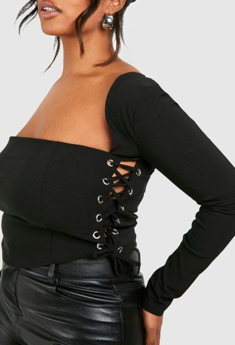 Корсетний топ зі шнурівкою та квадратним вирізом 5XL-6XL BOOHOO