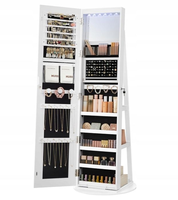 Szafka Na Biżuterię Z Oświetleniem Led I Lustrem  Songmics Jjc008W03