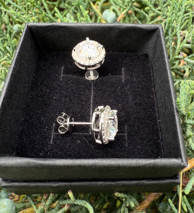 3 ct пусеты гвозди с резьбой с бриллианиами муассанитами серебрянные