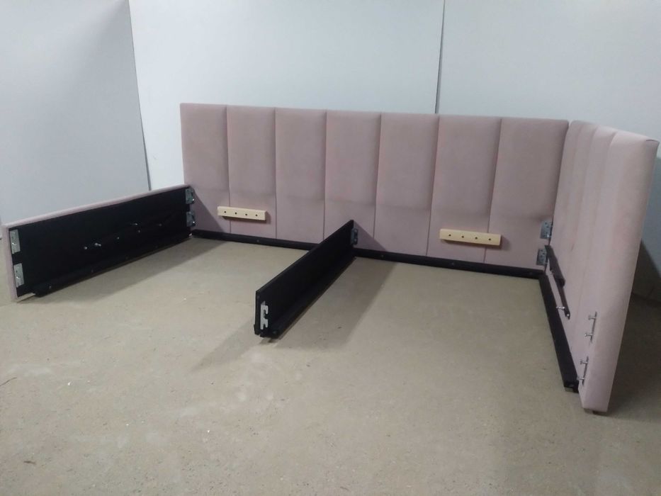 PROMOCJA Łóżko Tapicerowane MłodzieżoweNarożne StelażMetalowyPojemnik