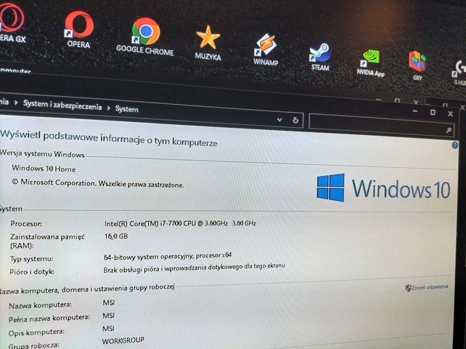 Komputer MSI AEGIS 3 intel i7 ram 16gb karta graficzna 6gb Win.10