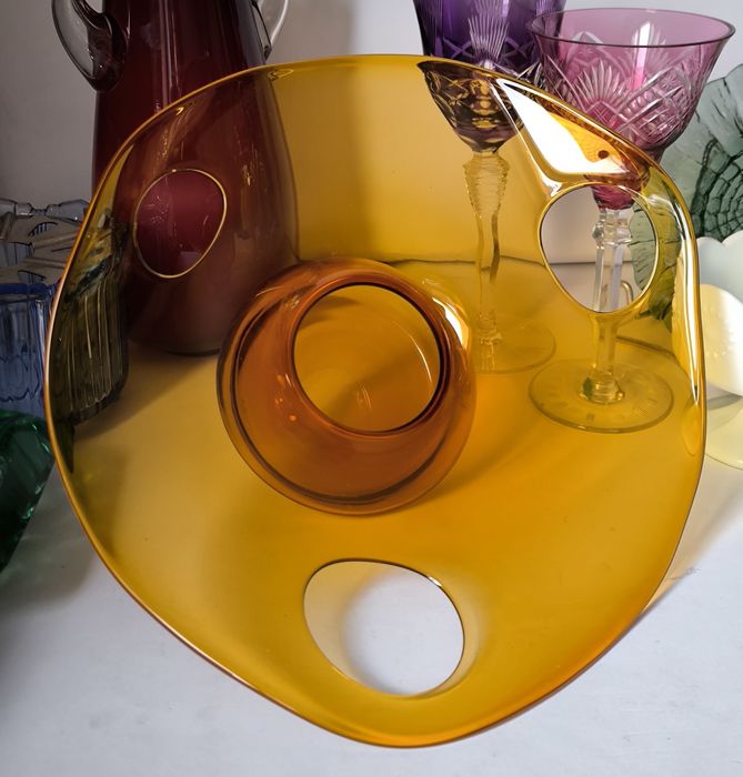 Patera Huta Laura piękne stare kolorowe szkło