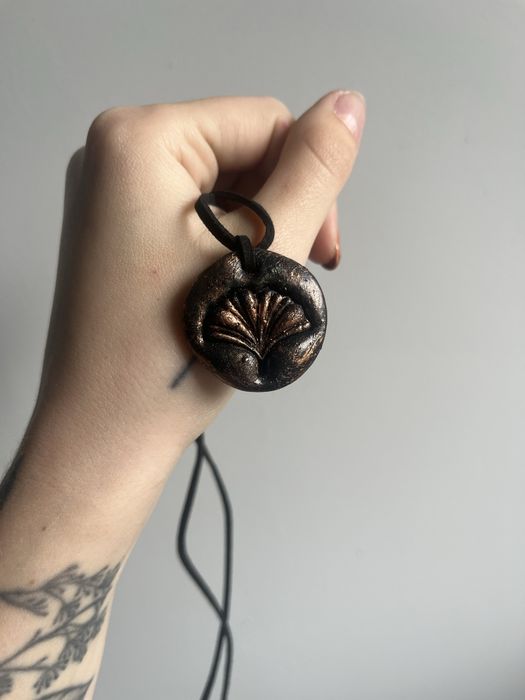 Naszyjnik z lisciem miłorzębu boho hippie fairy natura las slavic