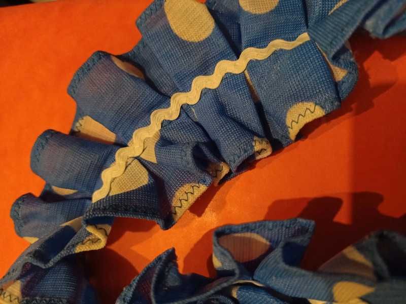 Tasiemka falbanka grochy decoupage rękodzieło
