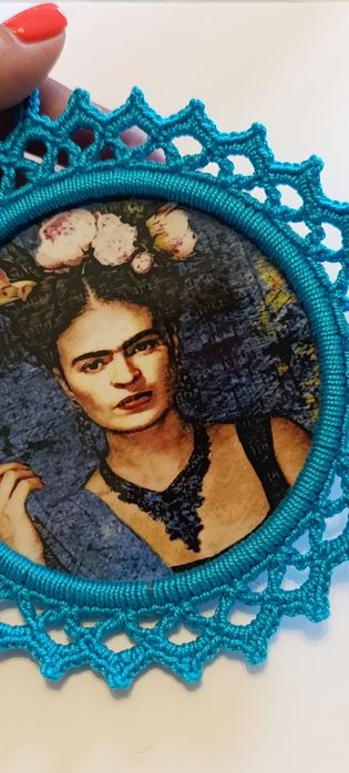 Frida kahlo Moldura Decorativa Crochê