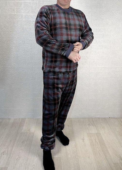 Чоловічий домашній махровий костюм піжама