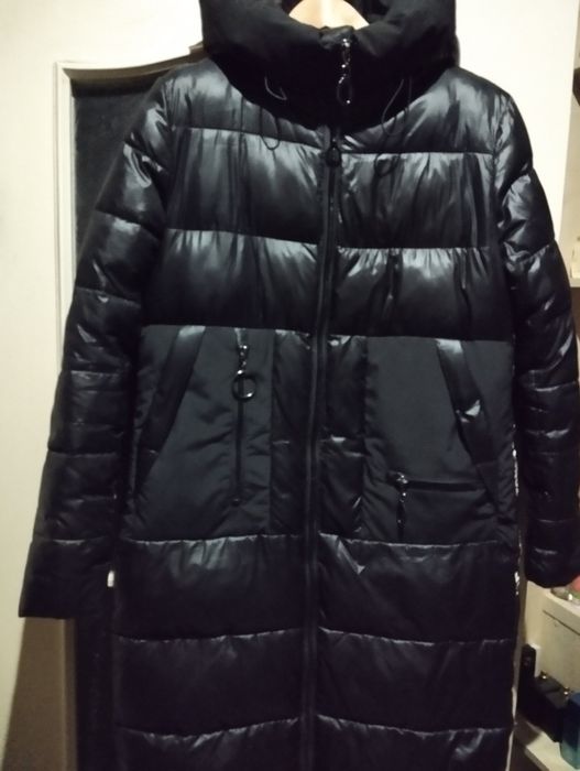 Пальто пуховик женское чёрное