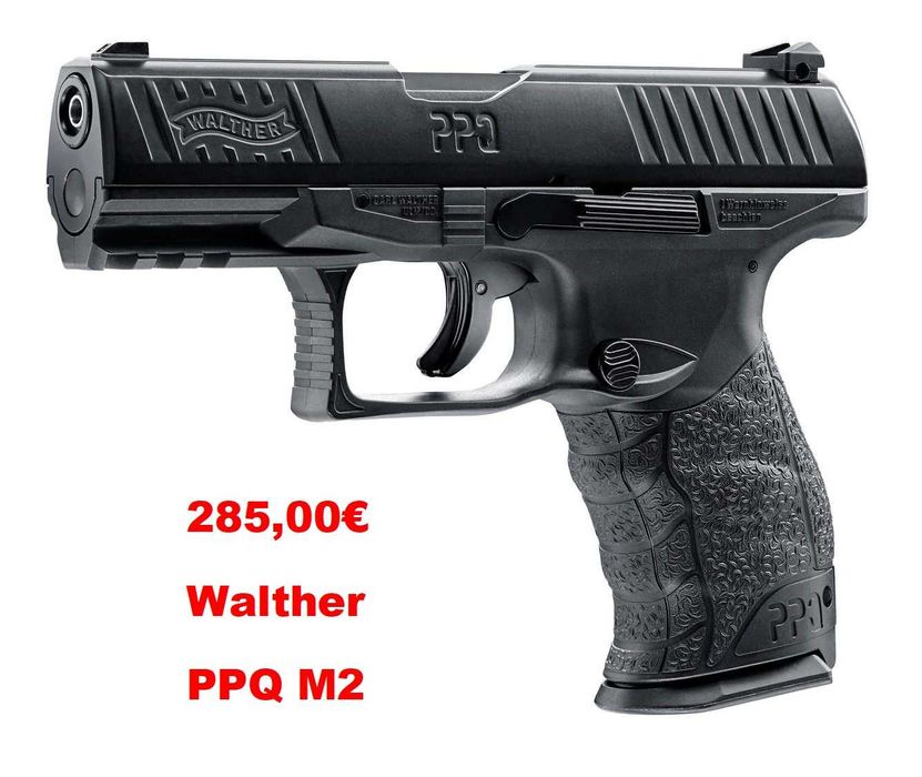 Pistola Pressão de ar CO2 WALTHER PPQ M2+WALTHER Q5 MATCH chumbo 4.5mm