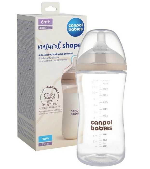 Canpol babies Butelka Natural Shape ze smoczkiem dwustrefowym 330 ml. 35/402