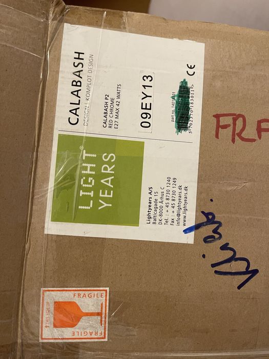 2 lampy, Light Years, Calabash P2, red chrome, Fritz Hansen