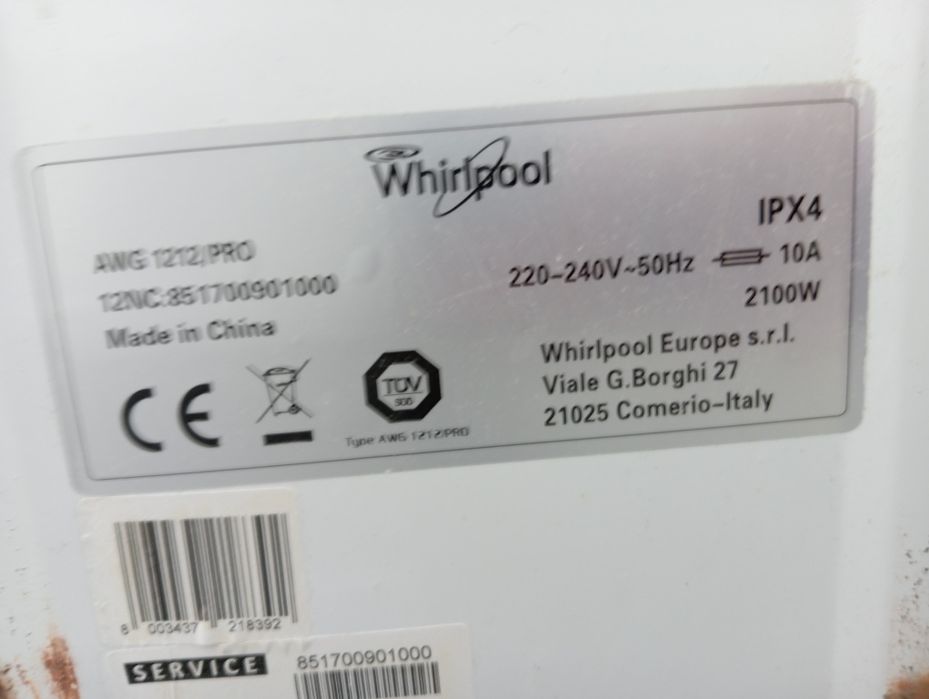 Pralka przemysłowa automatyczna Whirlpool awg 1212/pro