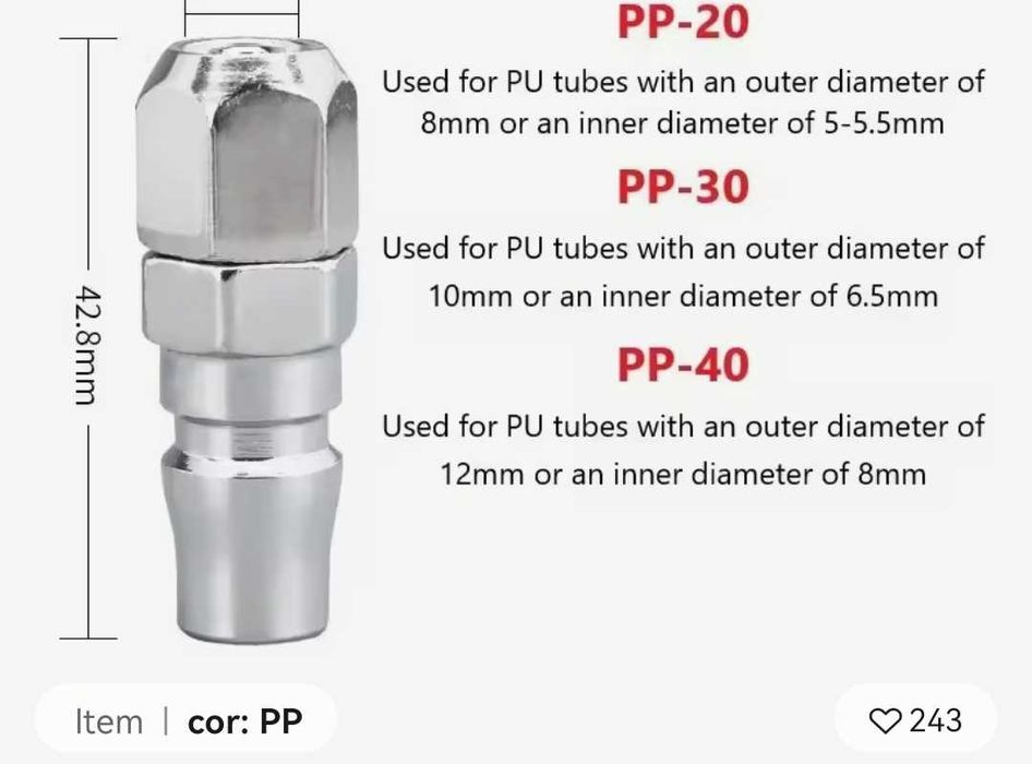 Encaixe pneumático compressor