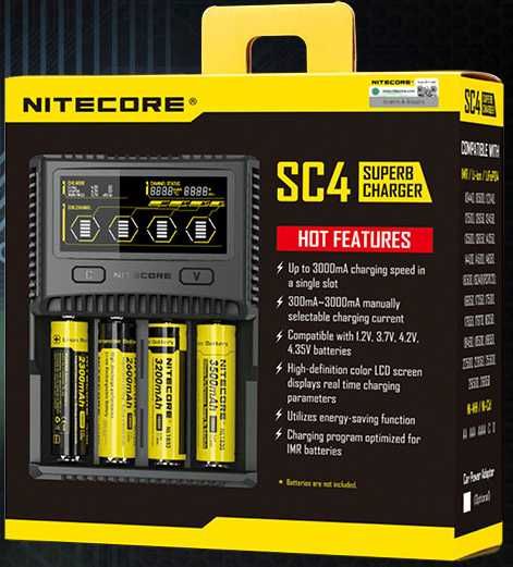 Зарядний пристрій Nitecore SC4 - ОРИГІНАЛ чотирьохканальний 3A