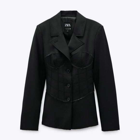 Zara лімітований чорний  блейзер піджак з корсетом бюстьє розмір s Xs