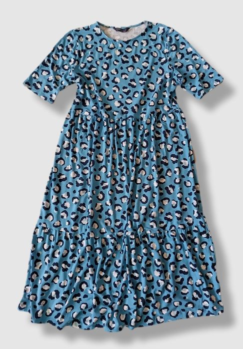 M&S letnia sukienka krótki rękaw atramentowa w cętki wiskoza 14/ 42