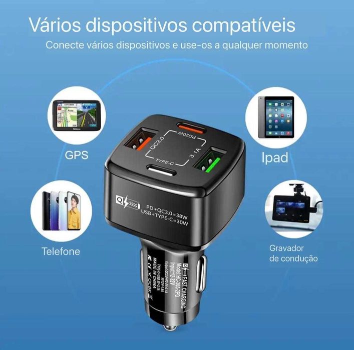 Carregador de isqueiro USB Para Carro