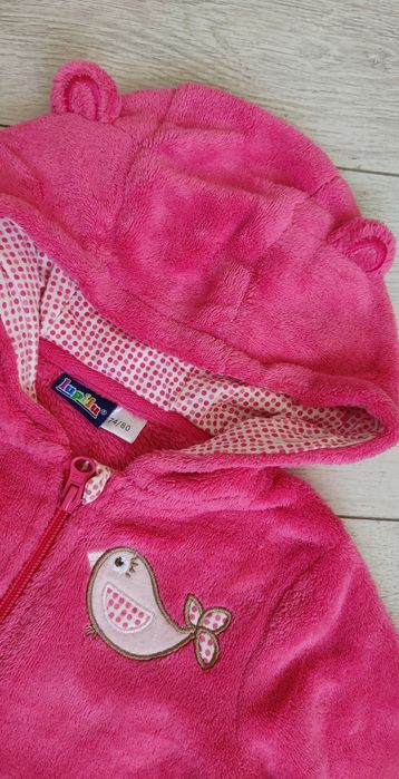 Lupilu 74 / 80 bluza ciepła z uszkami różowa na jesień zimę