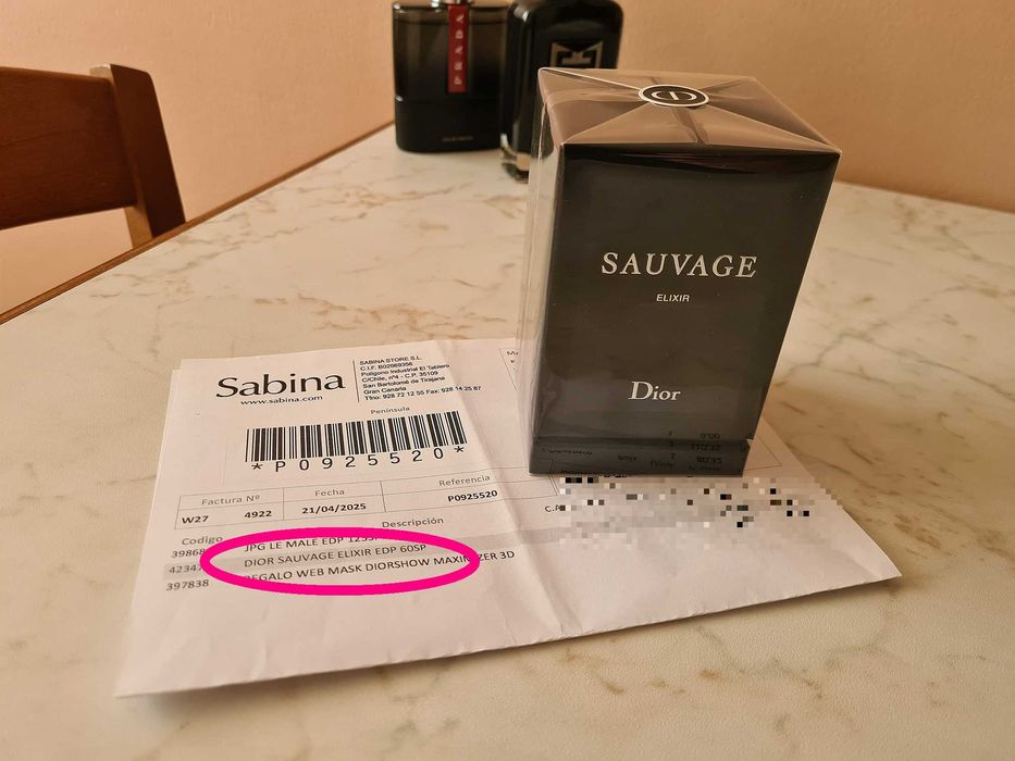 NOWY FOLIA + dowód zakupu DIOR SAUVAGE Elixir Perfumy Parfum 60 ml // NOWE Ekstrakt Koncentrat Perfum Christian CD perfumeria SABINA (Hiszpania)