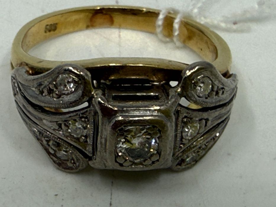 Antyk pierścionek z diamentami złoto próba 585 Certyfikat