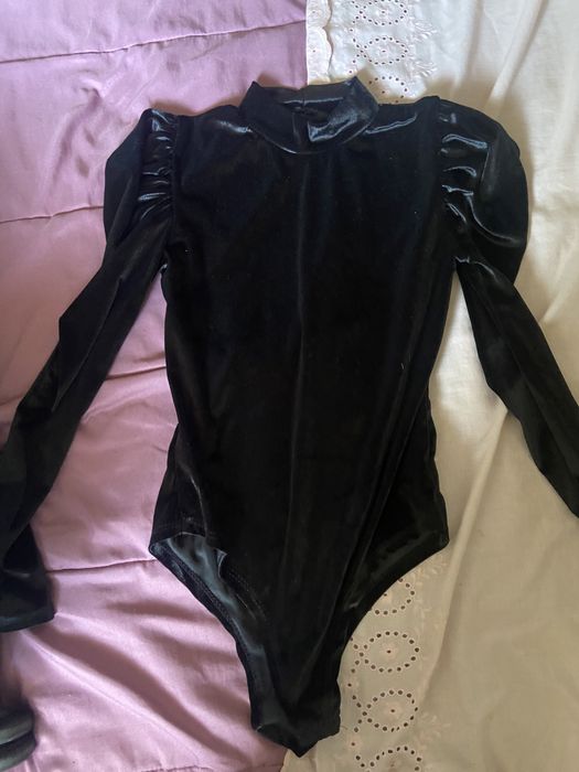 Body de veludo preto