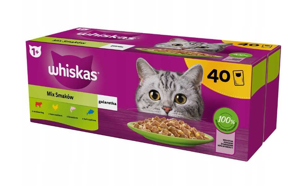 2X WHISKAS mokra karma dla kota mix smaków w galaretce saszetki 40x85