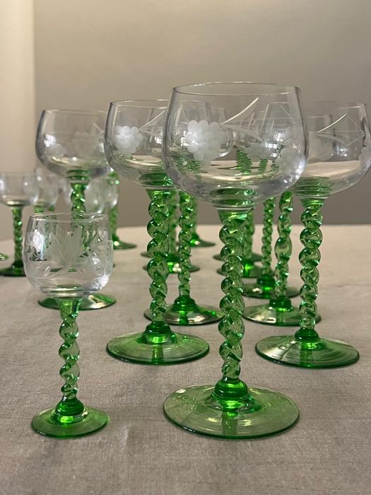 Copos em cristal feitos mão, origem Alsace