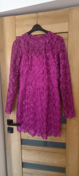 Sukienka mini fuksja koronkowa r.38