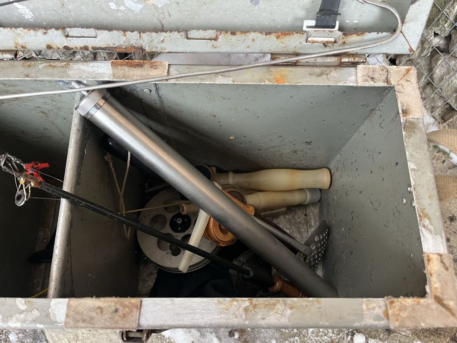 Комплект зимової риболовлі Рибацький ящик, пешня, льодобур, мотильниця