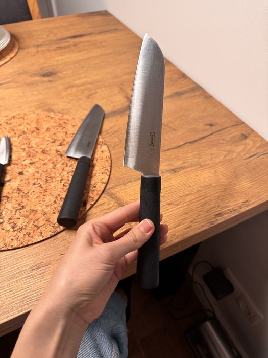 3 noże kuchenne IKEA + ostrzałka IKEA
