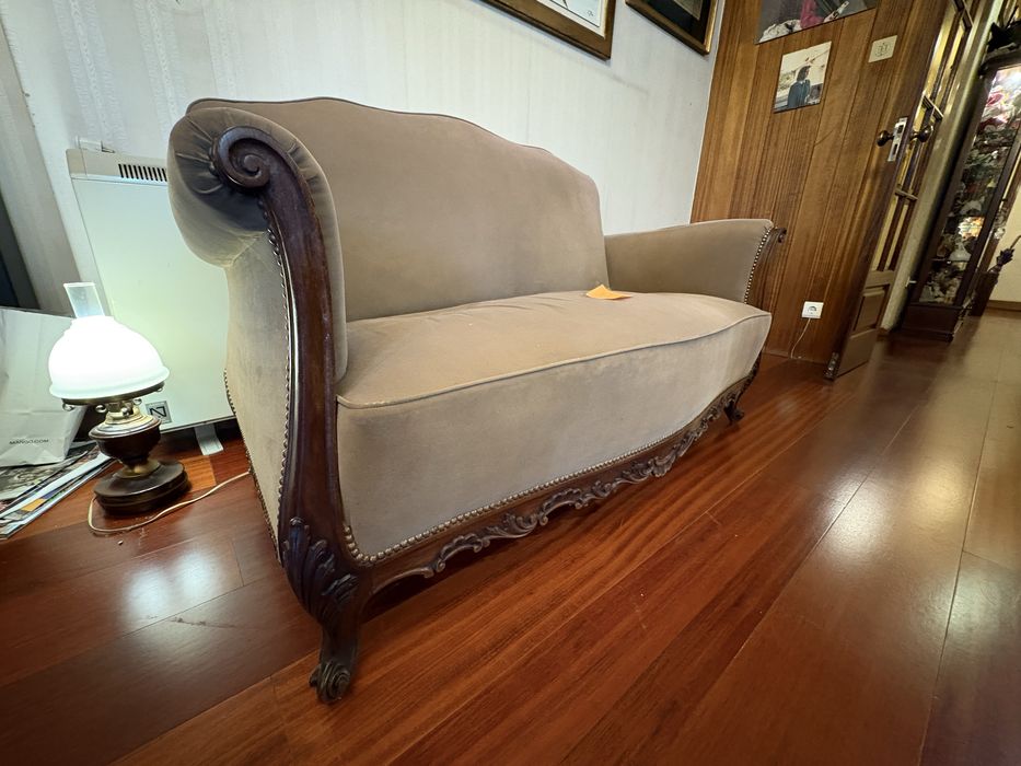 Sofas cj 3 com madeira trabalhada