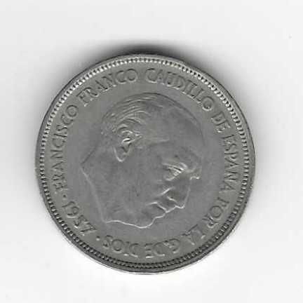 Hiszpania 25 ptas z 1957 r X.09.