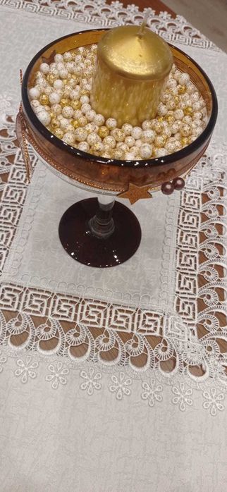Stroik w kolorowym szkle, wazon na nóżce, brązowy wazonik