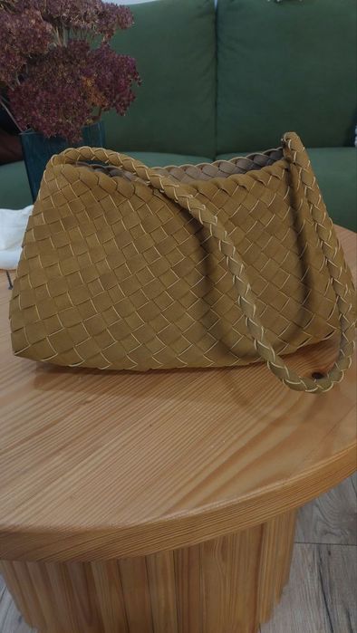 Сумка оливкова,  плетена сумка,вінтажна сумка