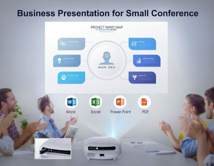 Projetor led 9800 lumens + WiFi + Bluetooth + Office + NATIVA 1080P/4K