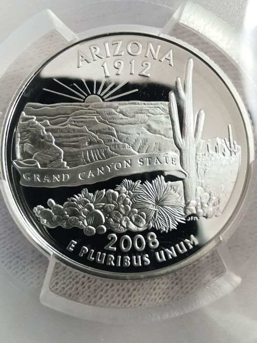 США 25 центів 2008р. - 50 штатів."ARIZONA". СРІБЛО. СЛАБ.
