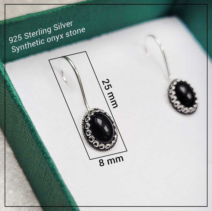 Orientalne kolczyki HASYR z onyksem – Srebro 925