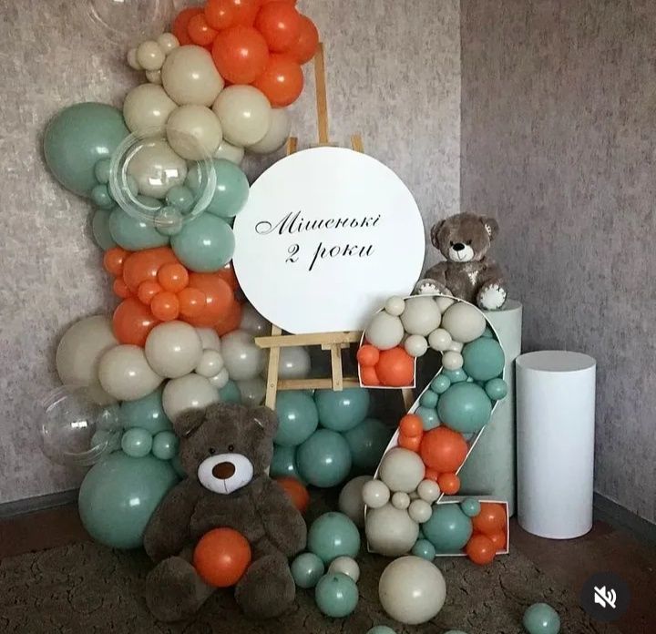 Фотозона на день народження, ювілей, хрестини, весілля, Букети з кульо